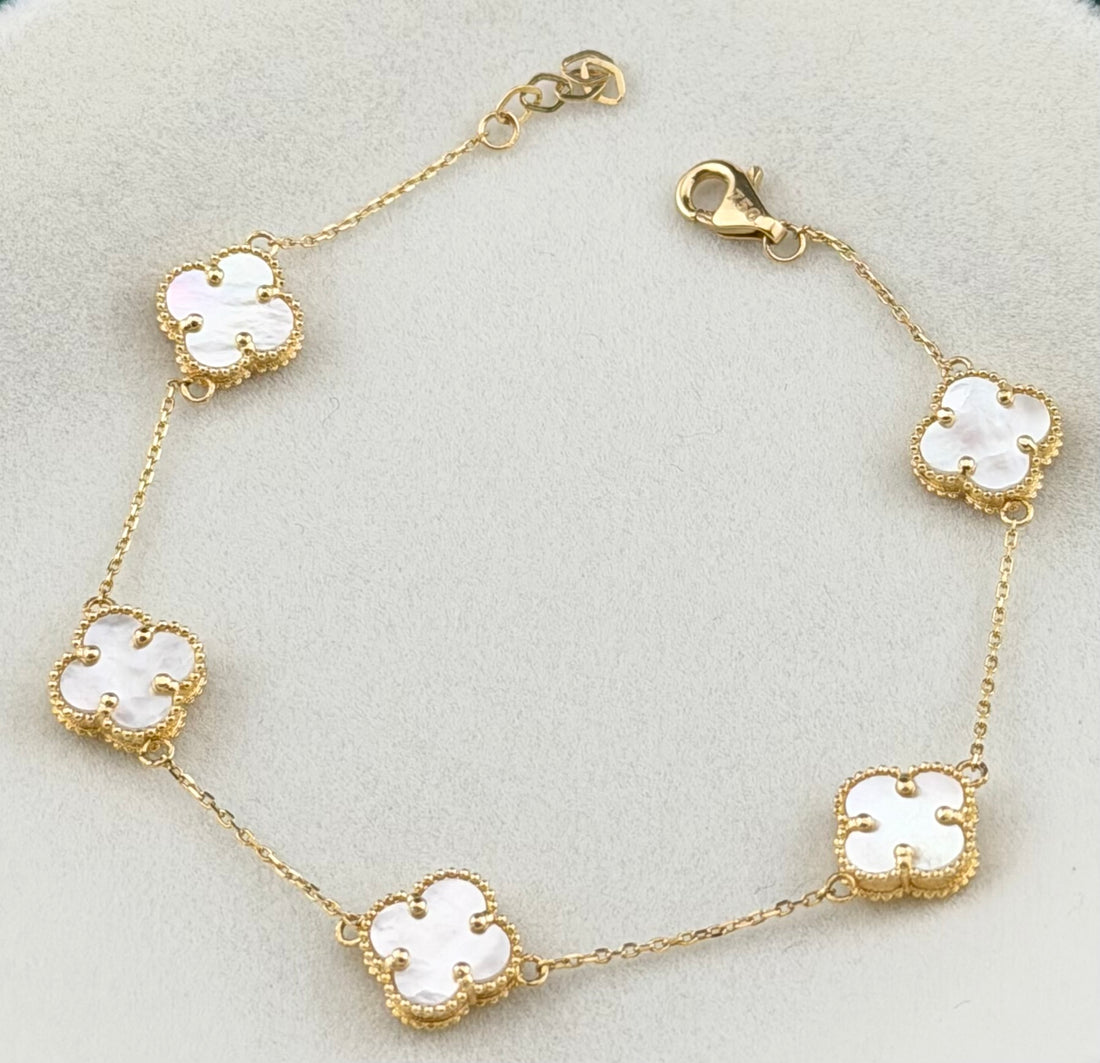 White Clover Bracelet – 18K Yellow Gold (Italy) – 3.81g | 18cm | 8.9mm