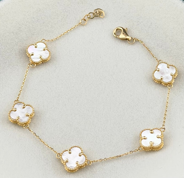 White Clover Bracelet – 18K Yellow Gold (Italy) – 3.81g | 18cm | 8.9mm