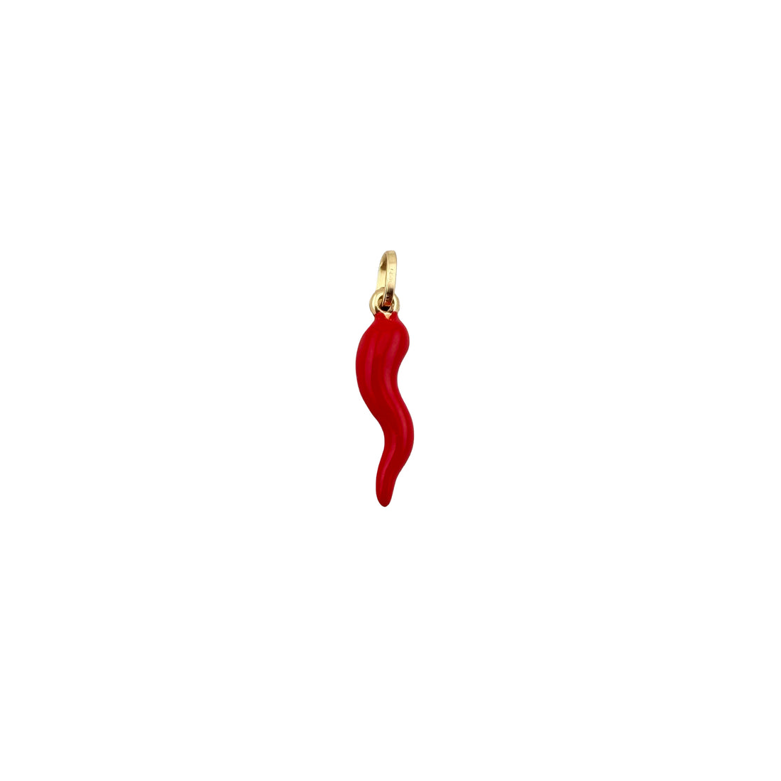 Red Italian Horn Pendant – 18K Yellow Gold 750 Italy – 3cm