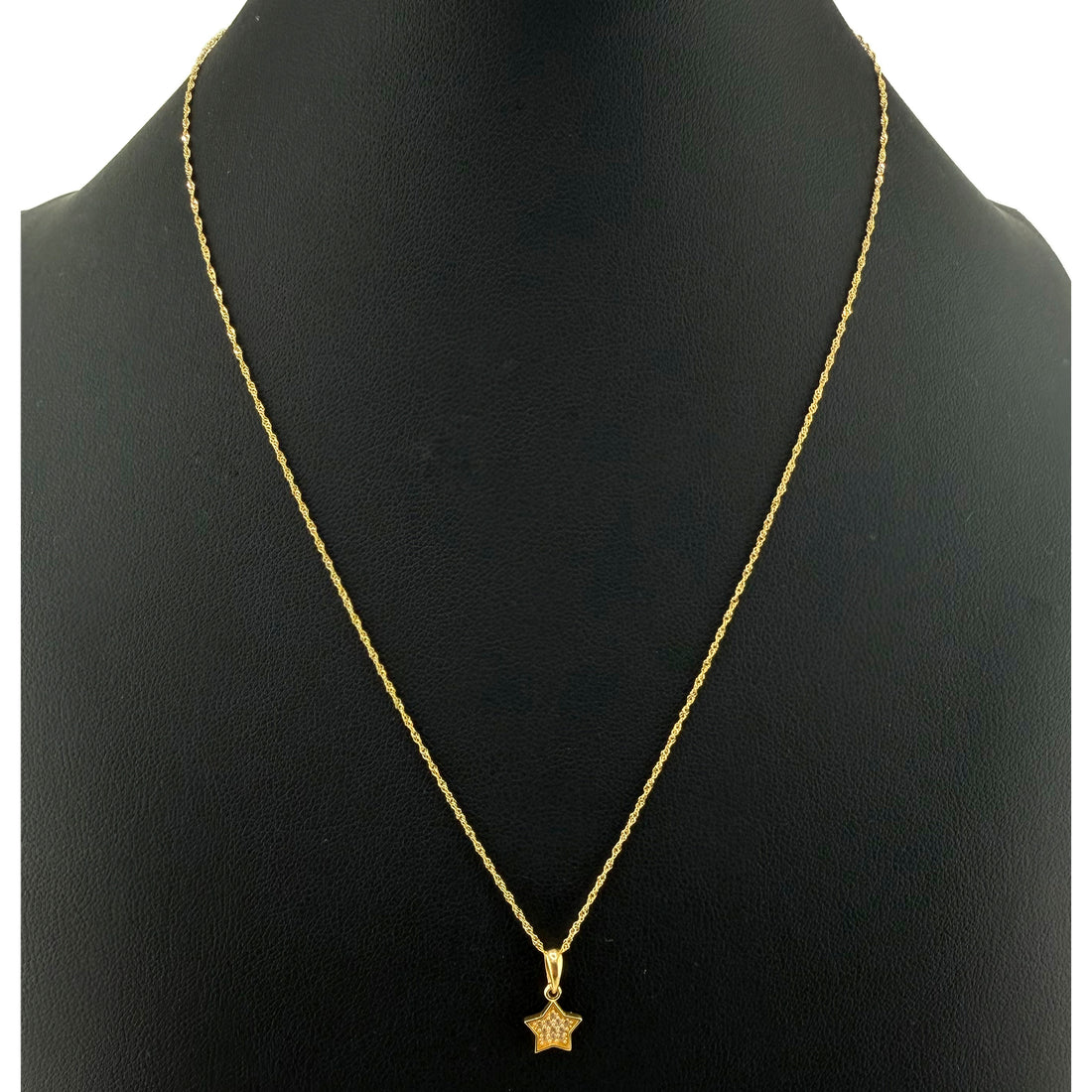 Conjunto de cadena Singapur y colgante de estrella – Oro amarillo de 18 quilates (Italia 750) – 1,56 g | 45 cm | 0,8 mm